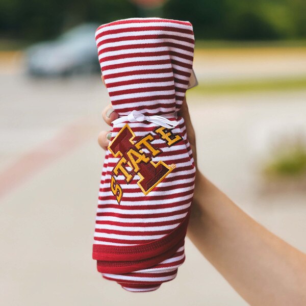 I-State Cardinal and White Striped Baby Blanket